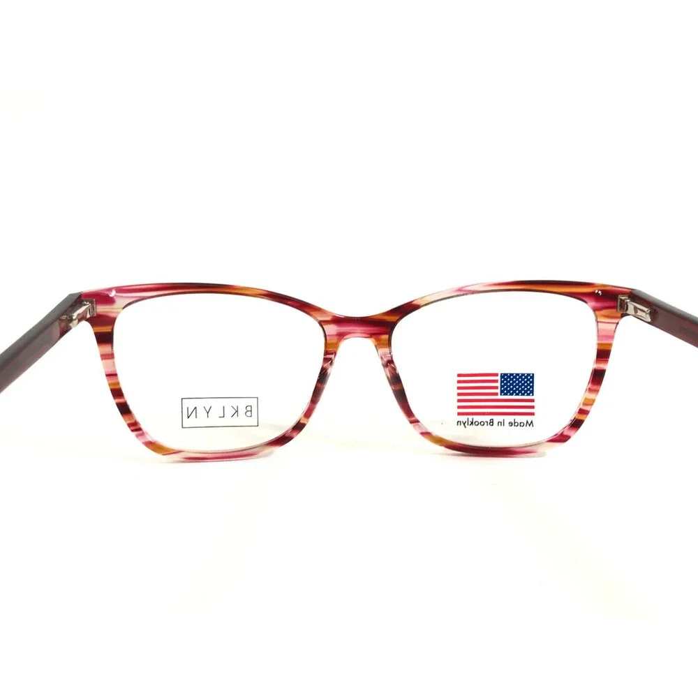 BKLYN Eyeglasses Frames PENN PNKS Striped Pink Cat Eye Full Rim 53-16-140
